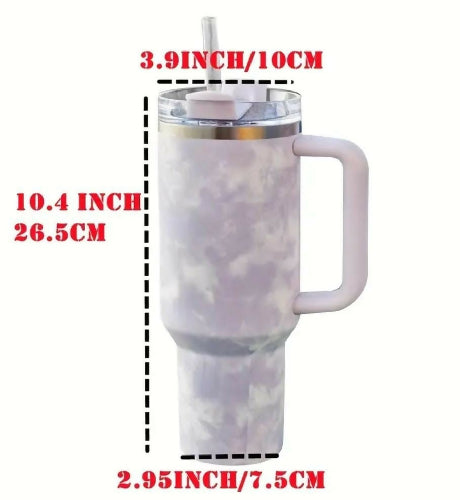 Double Wall Tie-dye 40oz Mug with Straw Vacuum