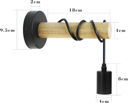 Vintage Cylindrical Wood Wall Light
