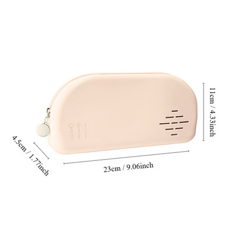 Dust-Proof Silicone Makeup Brush Travel Case - Cream
