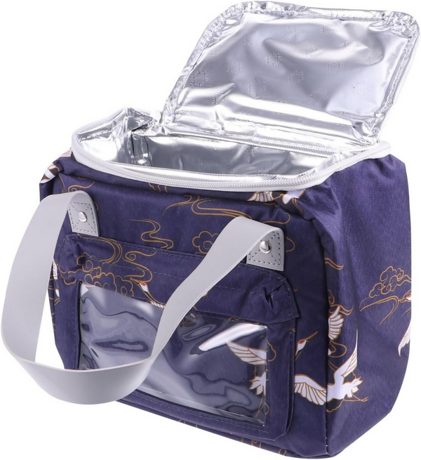 Insulated Thermal Breakfast Lunch Bag - White crane