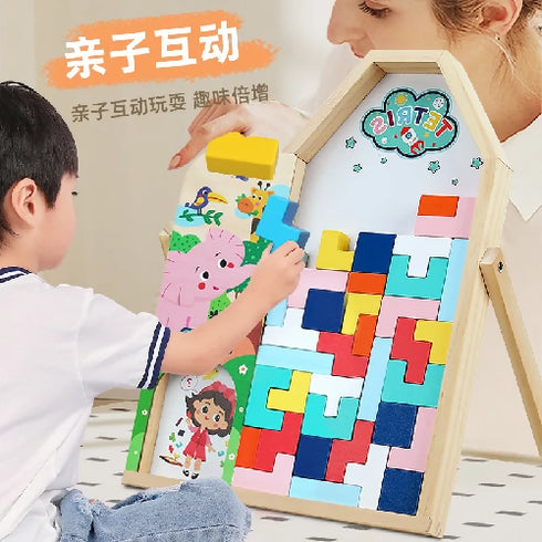 Multi-functional Parent-child Interactive Game Wooden Stacking Blocks Toy