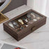 Leather Watch Box with 12 Glass Top Slots