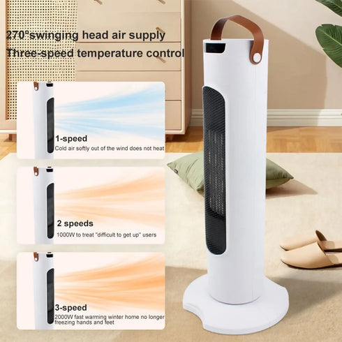 ortable High Power Energy Saving Tower Remote Control Fan Heater