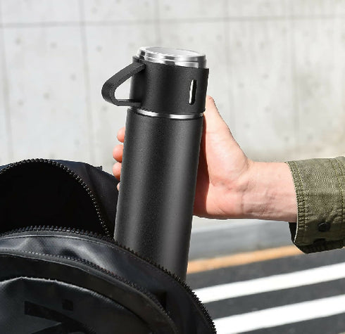 Thermal Insulated Travel Flask Set-Black