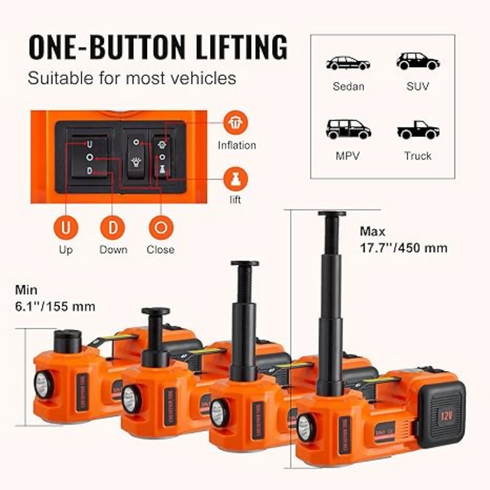 Electric Car Jack, 5 Ton/11023 LBS Hydraulic Jack Lift