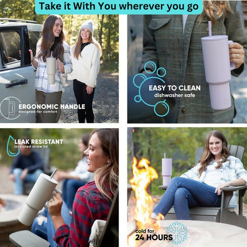 40oz Flask with Handle & Straw