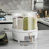 360 Rotation 6 Grid Rice Dispenser Moisture-Proof PP Kitchen Food Grain Coffee Storage Box Container