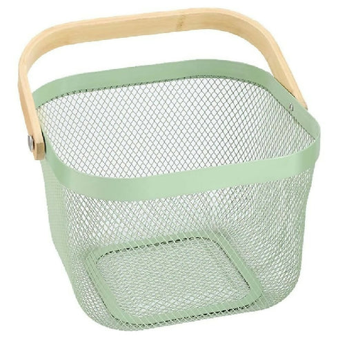 Storage Basket with Wooden Handle