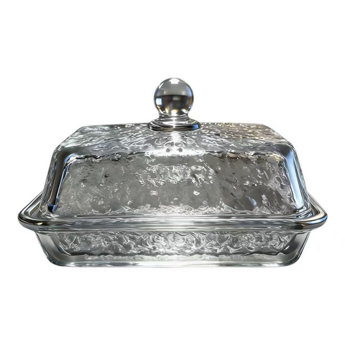 Glass Butter Dish with Lid, Clear Butter Serving Tray, Butter Dish