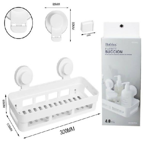 Rectangular shelf with suction cups