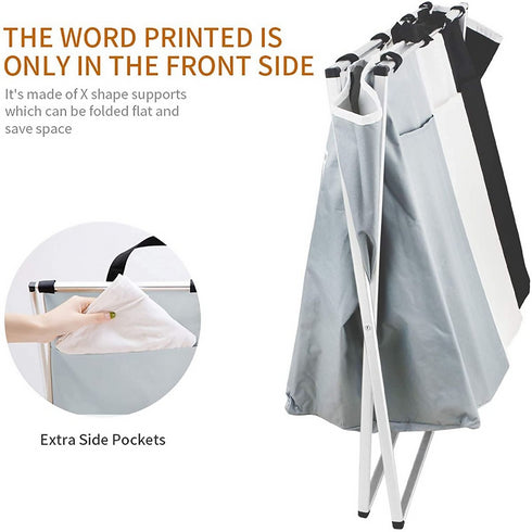 3 Compartment Laundry Hamper Collapsible Aluminium Basket