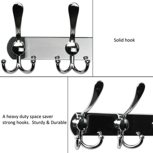 Wall Hook Rack for Coats, Hats, Bags, Towels, Stainless Steel