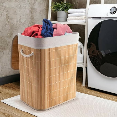 Foldable Slim Laundry Hamper with Cotton Handles