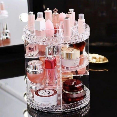 360 Degree Rotating Cosmetic Storage Box Makeup Organizer