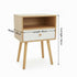 Counter Square Side Table With Drawer-Bedside Night Stand-FU7005-Brown