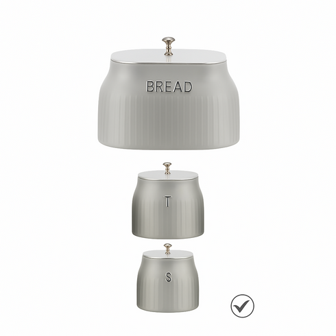 Bread Bin And 3 Piece Canisters - Grey