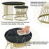 Round Coffee Tables, Removable Set of 2 End Table, Nesting Tables with Gold Metal Frame Legs and Marble Pattern Top