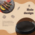 Round BBQ Non-Stick Grilling Skillet, Anti-Rust Grilling Pan with Wooden Handle