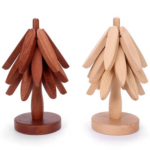 Wooden tree trivet set