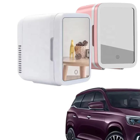 Mini Car Fridge Cooler Heater Portable Car Fridges Mirror Makeup Dual Use DC12V