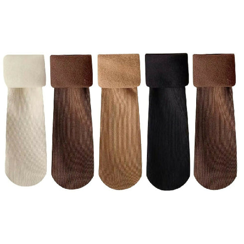 5 Pairs Womens Thickened Fleece- Lined Socks