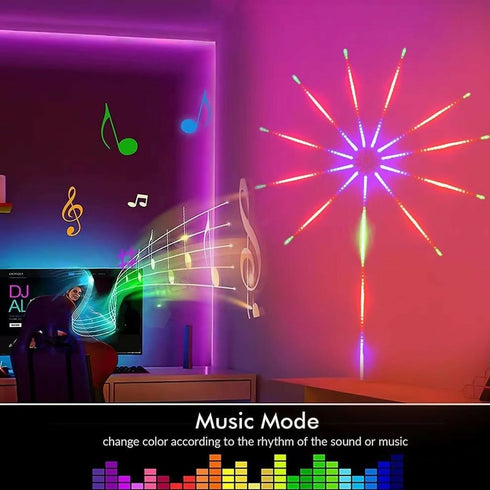 Fireworks LED Lights - Sync with Music, Remote Control, RGB Room Lights