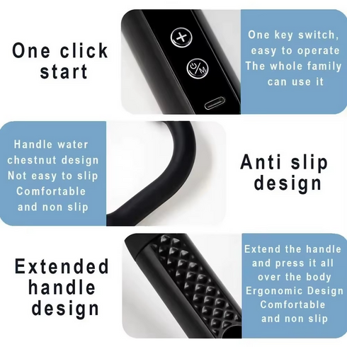 Deep Tissue Handheld Four Head Neck Back Vibration Massage Gun Curved Back Massage Gun Home Use Deep Tissue Back Massage Gun