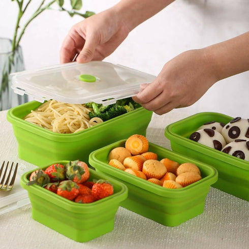 Set of 4 Silicone Lunch Box Containers