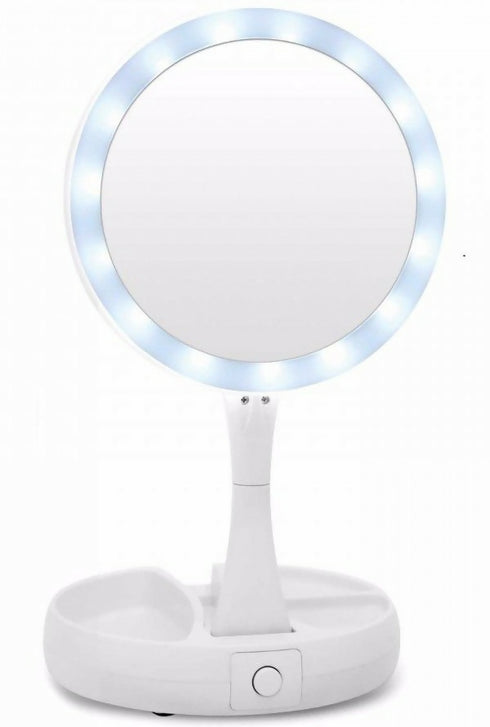 Round Fold Away LED Double Sided Mirror