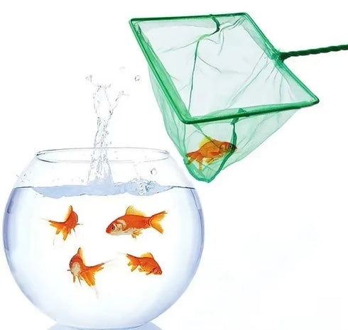 Green Portable Long Handle Square Aquarium Fishing Net