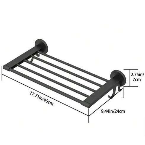 Multi-Functional Wall Mounted Towel Hanger Holder Rack-black