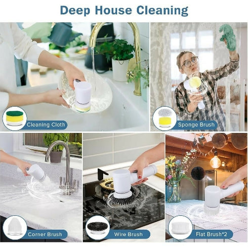 Electric Spin Scrubber 5 in 1 Cleaning Brush