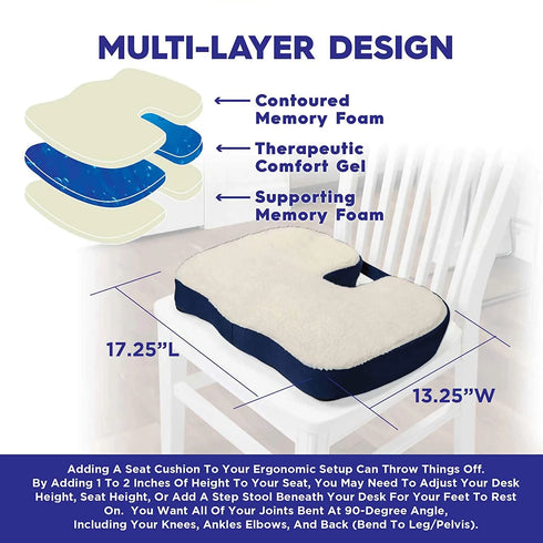 Memory Foam & Gel Seat Cushion Helps Helps Relieve