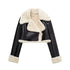 Faux Fur Crop Leather Jacket
