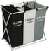 3 Compartment Laundry Hamper Collapsible Aluminium Basket