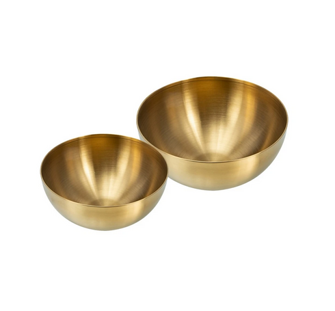 Stainless Steel Elegant Salad/Soup/Ramen Serving Bowls - 20cm and 24cm - 2-Piece