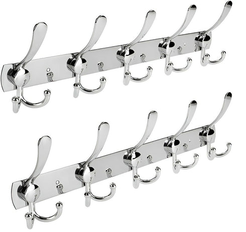 Wall Hook Rack for Coats, Hats, Bags, Towels, Stainless Steel