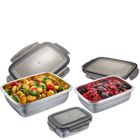 2 PCS-Stainless Steel Lunch Box with Leak-Resistant Lid - 1500ml