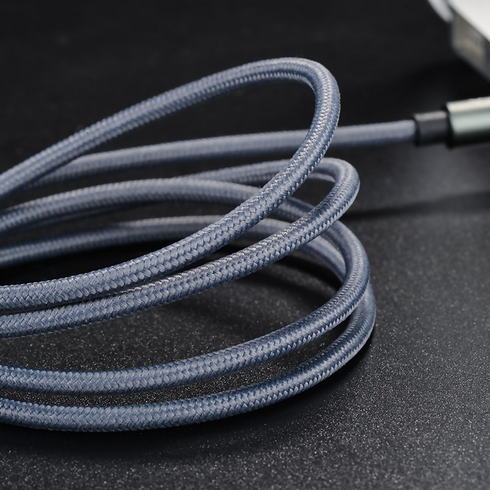 Noble sound series AUX audio cable 1m TPE and nylon braid with anodized aluminum alloy connector shell.