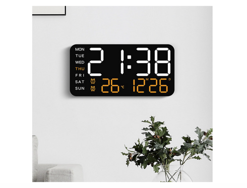 LED Digital Wall Clock - White