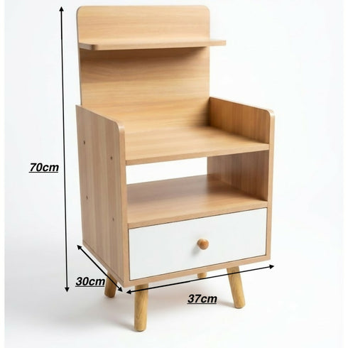 Wooden Counter Side Table with Drawer-70cm Bedside Pedestal Stand-FU7015