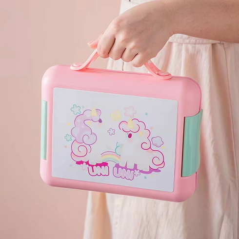 DIY Pixel Building Blocks Children's Compartments Plastic Lunch Box Microwavable Bento Box for Kids Back to School Camp