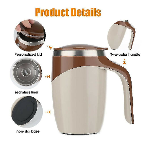 Rechargeable Magnetic Self Stirring Mug with Lid