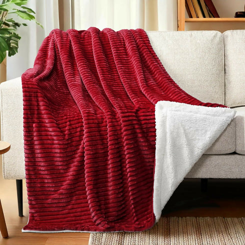Striped Pattern Sherpa Fleece Throw