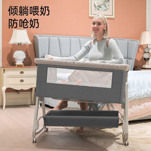 Multifunctional Foldable Solid Wood Crib for Bedroom Use