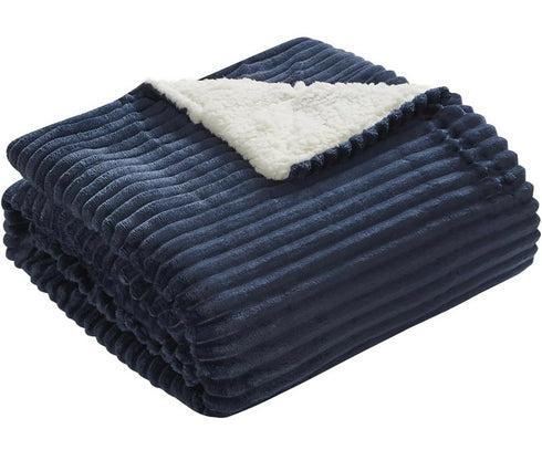 Striped Pattern Sherpa Fleece Throw