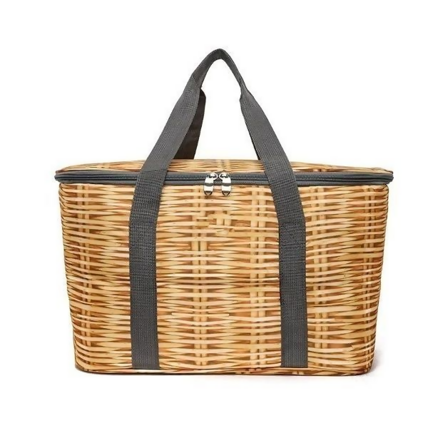 Outdoor Basket Shaped Cooler Bag - Brown - 23 cm
