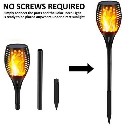 Pack of 4 - Solar LED Outdoor Garden Torch Flame Lights