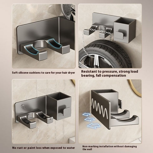 Aluminum Bathroom Hair Dryer Rack for Home