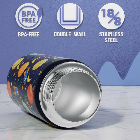 Water Bottle with Straw Lid - unicorns & space